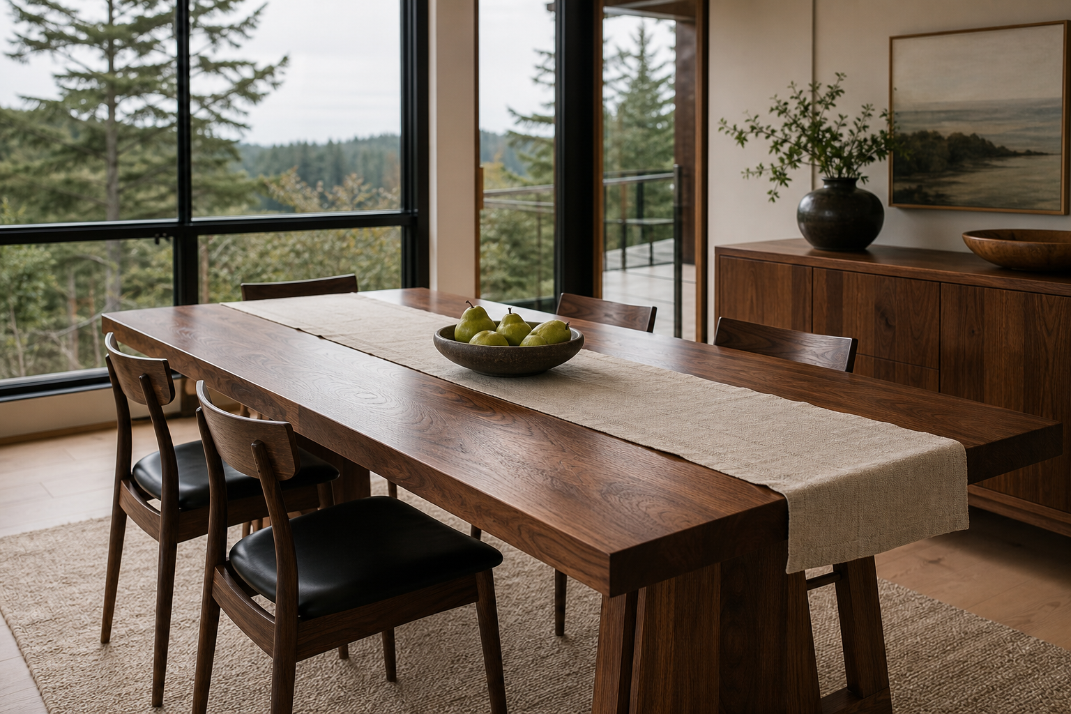 Walnut dining table for a Lower Lonsdale family